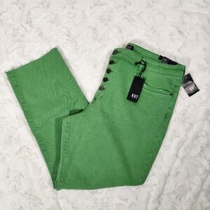 NWT KUT From The Kloth High Rise Reese Ankle Jeans GREEN Size 18.